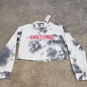 Grey and White Crop Top L